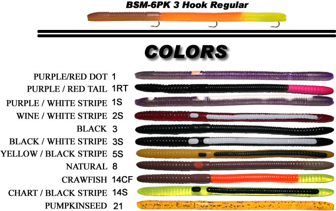 Bass Stopper - Magnum 3 Hk Reg Rigged Worms - 6 Pack – Stopper Lures