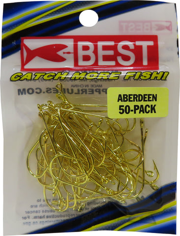 BEST 50 Count Gold Aberdeen Hook Packs