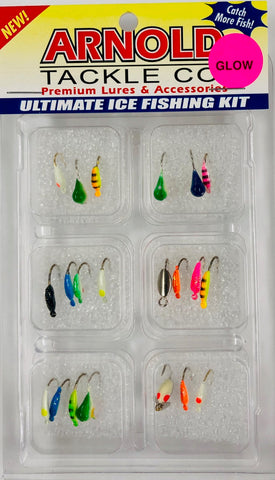 Arnold 21 Pc Assorted Glow Ice Jig Kit