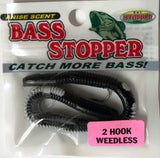 Bass Stopper 2 Hk Weedless Rigged Worms - 6 Pack