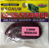 Bass Stopper - Magnum 2 Hk Weedless Rigged Worms - 6 Pack